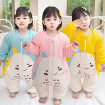 Baby pure cotton conjunction coat and winter constant temperature baby sleepbaby sleepbaby newborn pajamas clamps cotton anti-kick