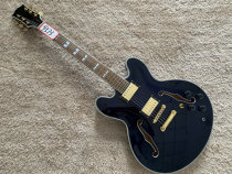 Export tail single semi-hollow jazz jazz electric guitar thin section front and rear maple wood blue gold professional grade