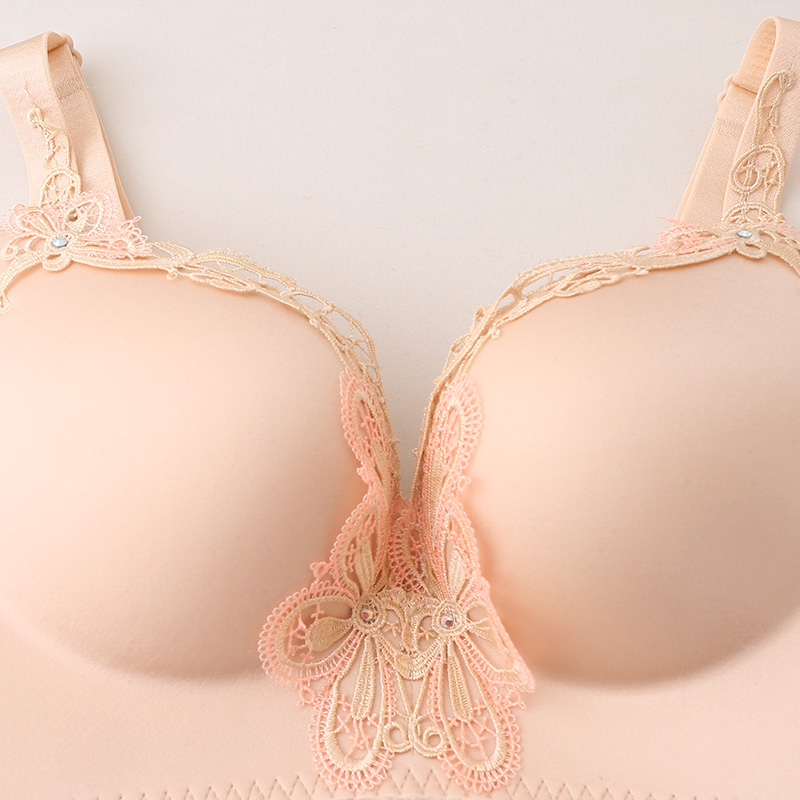 馨雅丽无钢圈聚拢小胸性感无痕内衣 蝴蝶刺绣舒适合侧收文胸8037
