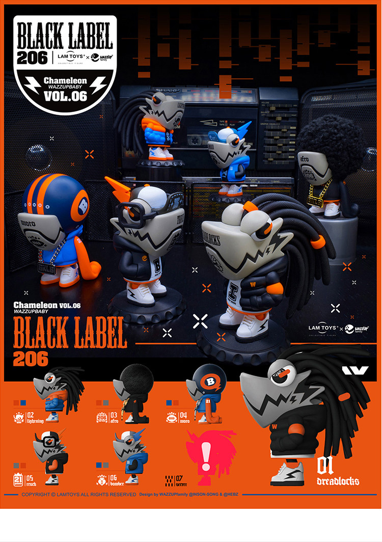 变色龙盲盒第6代六弹black206黑牌系列玩偶手办新款模型潮玩摆件