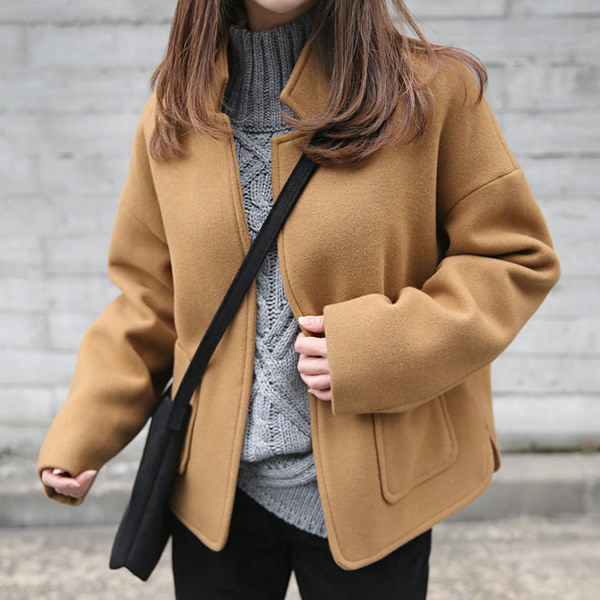 秋冬小个子毛呢外套女短款宽松学生韩版矮个子长袖立领一粒扣韩范_7折