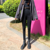 The new high-waist elastic Korean version of the black jeans girl in the spring of 2022 is thin and tight