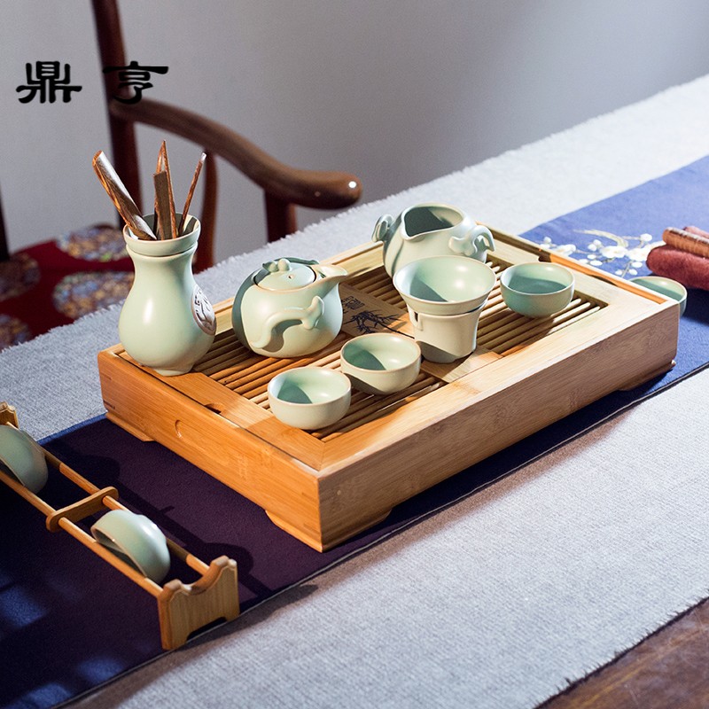 Ding heng your up ceramic tea set of a complete set of the home of kung fu tea tray lid bowl tea sea) tea cups