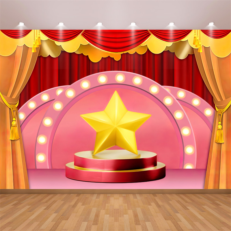 播音小主持人直播间背景墙装饰舞台幼儿园表演口才培训教室背景布