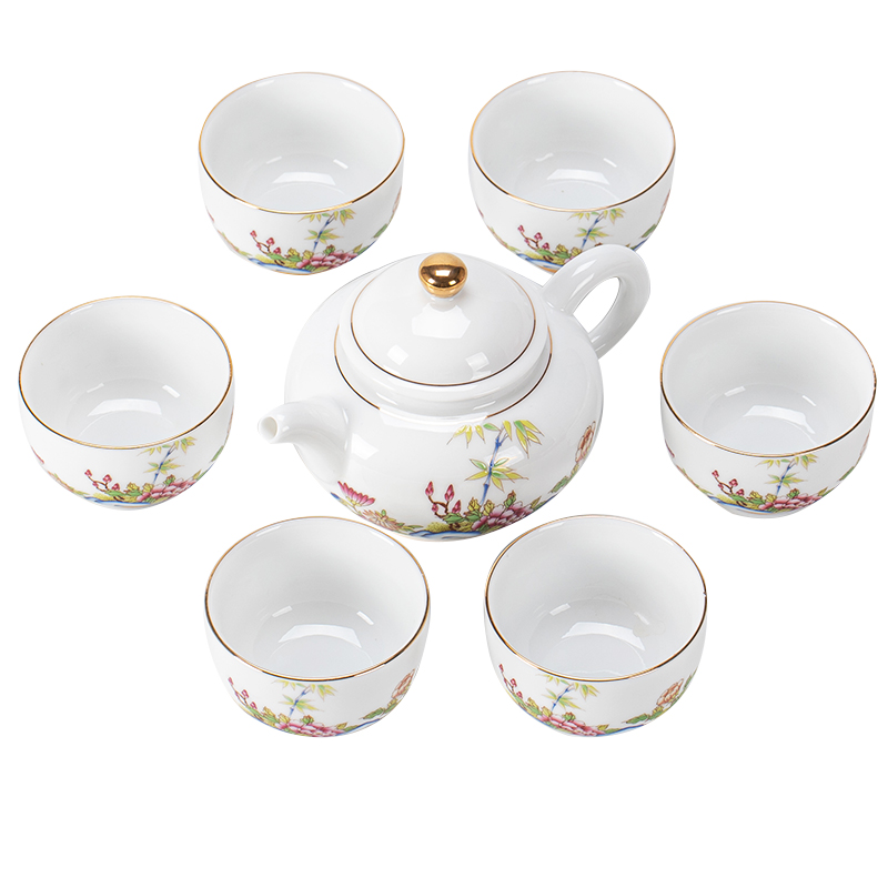 Suet jade jade suit household dehua white porcelain porcelain kung fu tea cups tea POTS thin foetus high - end gift boxes