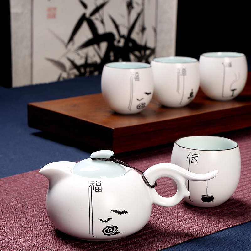 Up with kung fu tea set ceramic cups 6 people with creative modern tea tea cup combination of a complete set of