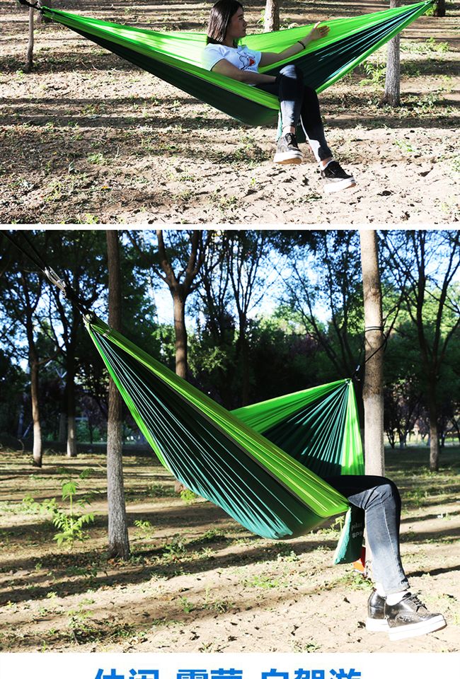 降落伞布吊床户双人防侧翻轻便透气成人室内野营徒步登山休息吊床_不