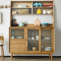 Wine Cabinet Dining Side Cabinet Integrated By Wall High Cabinet Solid Wood Home Nordic Day Style Cherry Wood Kitchen Ground Floor Storage Cupboard