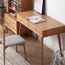 Small apartment desk Household Japanese study computer desk Nordic solid wood Simple modern Cherry wood Bedroom study desk