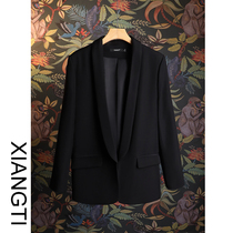 XT small suit jacket Women in spring and autumn with long sleeves for black turquois collar blouses Korean version casual autumn 2021
