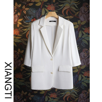 XT Summer New 2021 Suit Jacket Woman Thin White Blouse Snowspinning 70% Sleeve Casual Display Slim Short