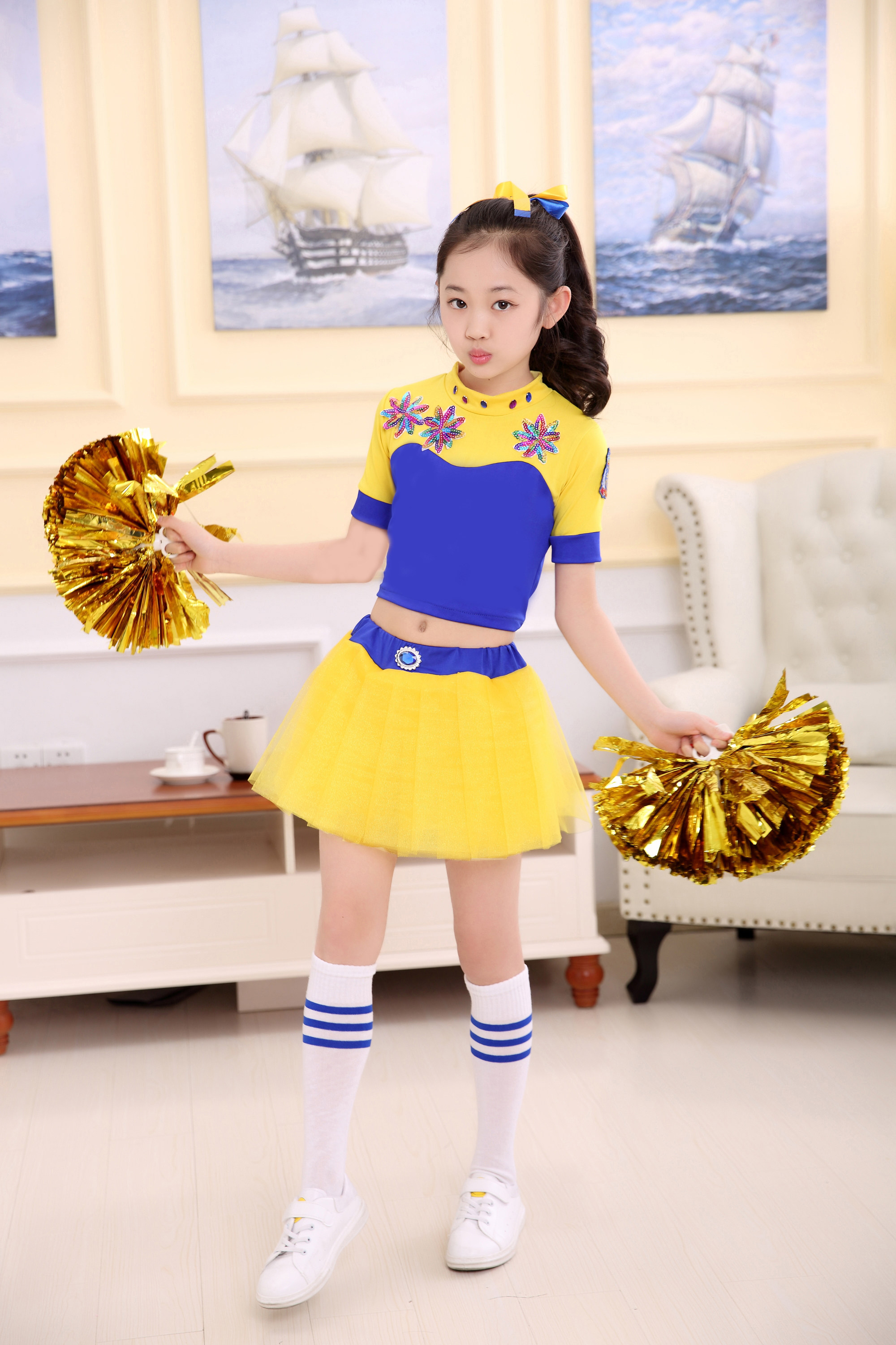 新款啦啦操演出服六一儿童表演服校园健美操啦啦队运动会服装男女