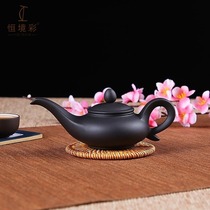 Hand holding small purple clay pot long mouth teapot purple clay pot pot bubble teapot pure handmade Yixing purple sand filter single pot trumpet l