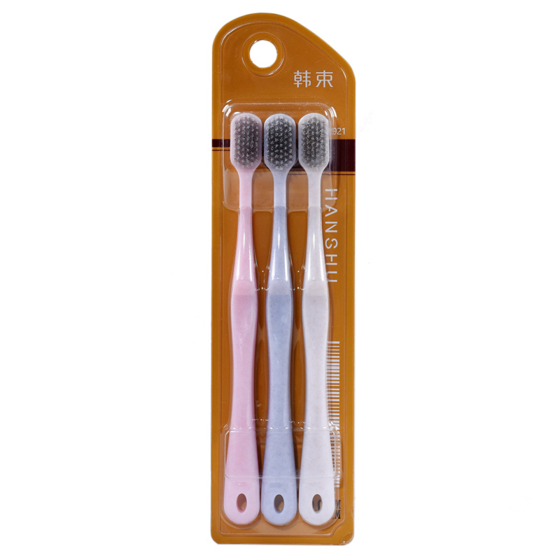 Hanshu Focus on Health Genuine Toothbrush Adult Household Family Pack Soft Hair Three Pack Manual Tongue Cleaning