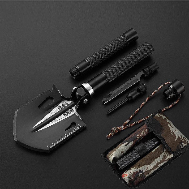 百力龙户外工兵铲多功能军工铁锹折叠兵工铲小号锰钢便携钓鱼铲子