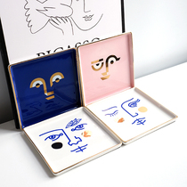 Nordic Face Ceramic Containing Disc Jewellery Containing Box Creative small crowdsourced Abstract Painted ceramic pallet Decorative Pendulum