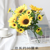 Sunflower Single-Branched Simulation Silk Flower Living Room Decoration Flower Fence Fake Flowers Flower Arrangement Plastic Flowers High Flower Art