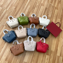 Foreign trade niche shoulder cross-over portable mini calfskin vegetable basket tote bag