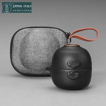 Italy ZPPSN black ceramic Kung Fu tea set Household small set Quick cup one pot one cup Travel portable