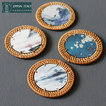 Italy ZPPSN Japanese tea tray Retro rattan teacup mat Kung Fu tea set Tea ceremony accessories Simple pot