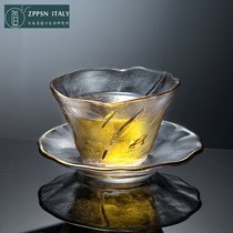 Italy ZPPSN Japanese-style gold tea cup heat-resistant glass household simple high-end tea set portable tea holder
