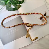 Metal waist chain lady dress dress decorated PU leather weaving belt female with adjustable character adjustable belt