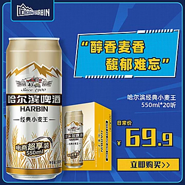 哈尔滨哈啤经典小麦王550ml*20听[10元优惠券]-寻折猪