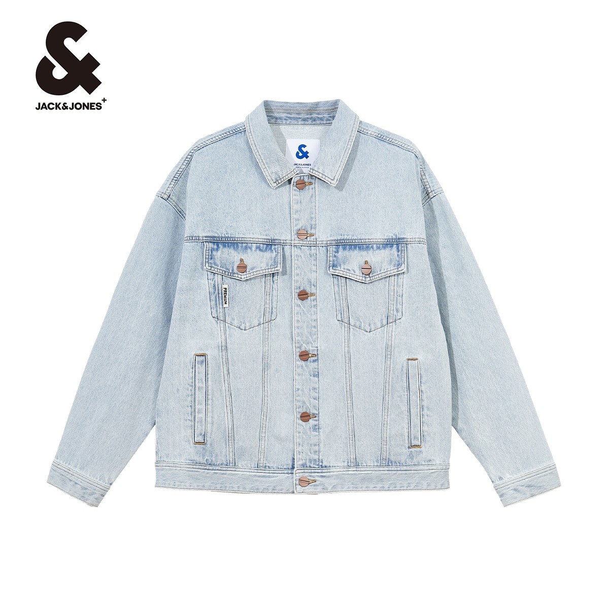 杰克琼斯春季新款男士牛仔夹克外套翻领宽松百搭休闲潮流上衣男装