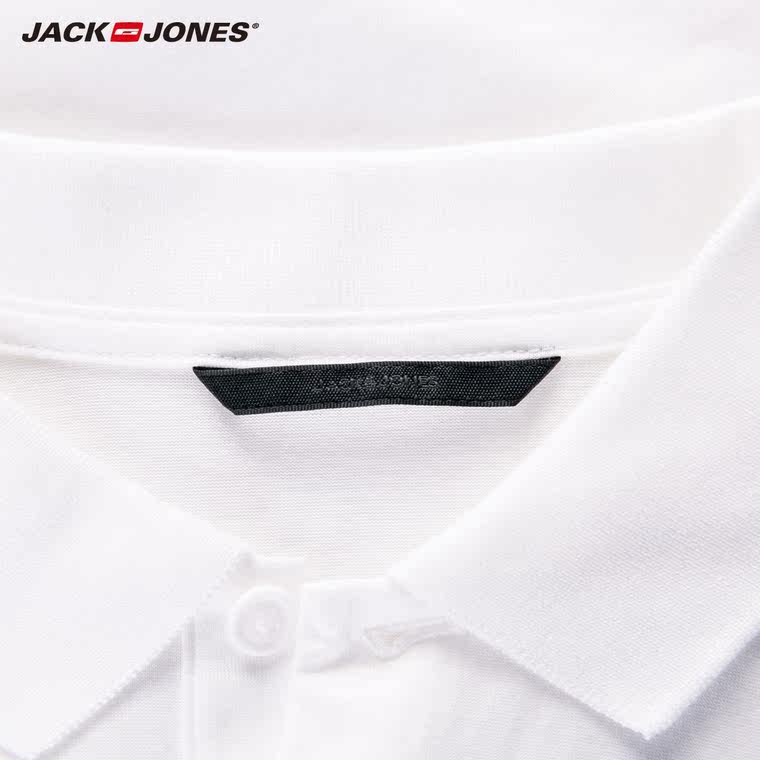 5折JackJones杰克琼斯纯棉修身条纹男装翻领POLO衫E|215206023