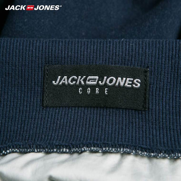 5折JackJones杰克琼斯纯棉针织拼接休闲运动短裤C|215215009