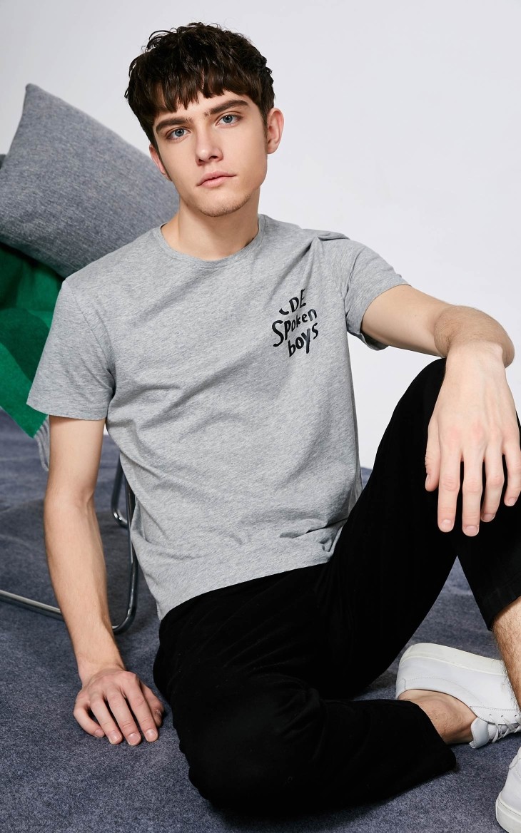 jackjones杰克琼斯男春夏季新品纯棉字母印花宽松短袖t