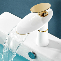 Waterfall ceramic single hole home Nordic hotel faucet single white toilet wash basin mixing valve