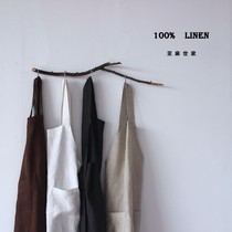 Day Style Linen Pure color apron French hemp men and women Painting Cuisine Baking Gardening Coffee Shop Floral Hood Clothing