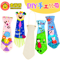 Fathers Festival Blessing Gift Child Diy Wood Tie Snow Kindergarten Hand-painted Creative White Adobe Wooden Hand