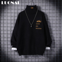 turtleneck sweater men's autumn winter thick Japanese fashion brand ins loose 2021 new teenage bottoming knitwear