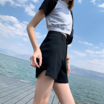 Elastic Black Denim Shorts Woman Summer Thin big code High waist loose with slim fat sister a word hot pants 200 catty