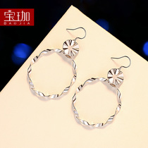 Big circle sterling silver earrings female summer advanced ear ring 2021 New Tide Korean temperament Net red silver earrings