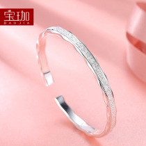 Frosted 9999 sterling silver bracelet female autumn winter silver jewelry niche Young silver bracelet heavy industry silver birthday gift