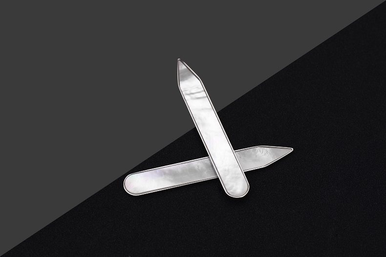 gievescharles意大利进口纯银贝壳双面男士衬衫用领撑