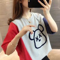 Pure cotton short - sleeved t - shirts 2022 new Korean version loose toast sweater sweater wear tide