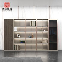 Bookcase File cabinet Simple modern boss office desk background cabinet induction lighting data Cabinet Wood