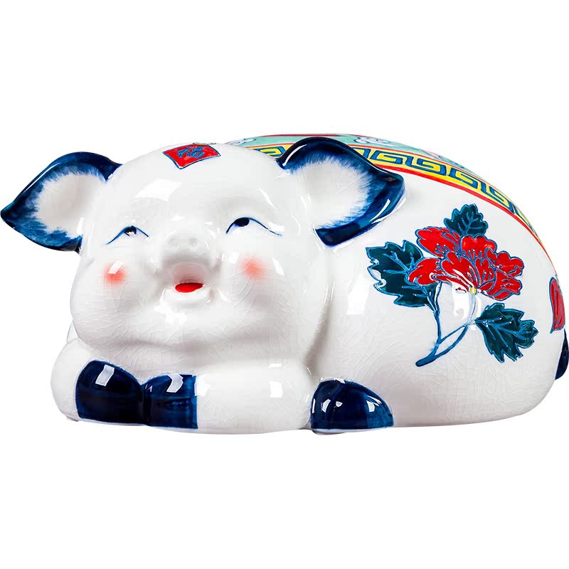 Jingdezhen ceramic white porcelain happiness pig, lovely of furnishing articles creative Chinese wine sitting room adornment interior process