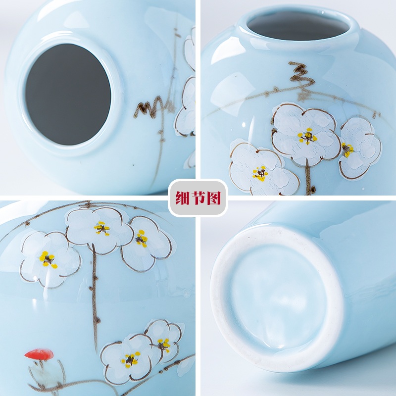 Jingdezhen ceramics new Chinese flower arranging floret bottle three - piece living room TV ark, home furnishing articles