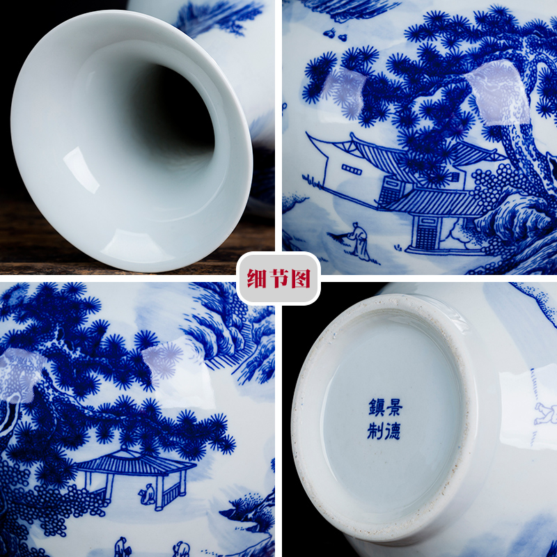 Jingdezhen ceramic blue and white porcelain vases, flower arranging new rich ancient frame the sitting room of Chinese style household decorations TV ark, furnishing articles