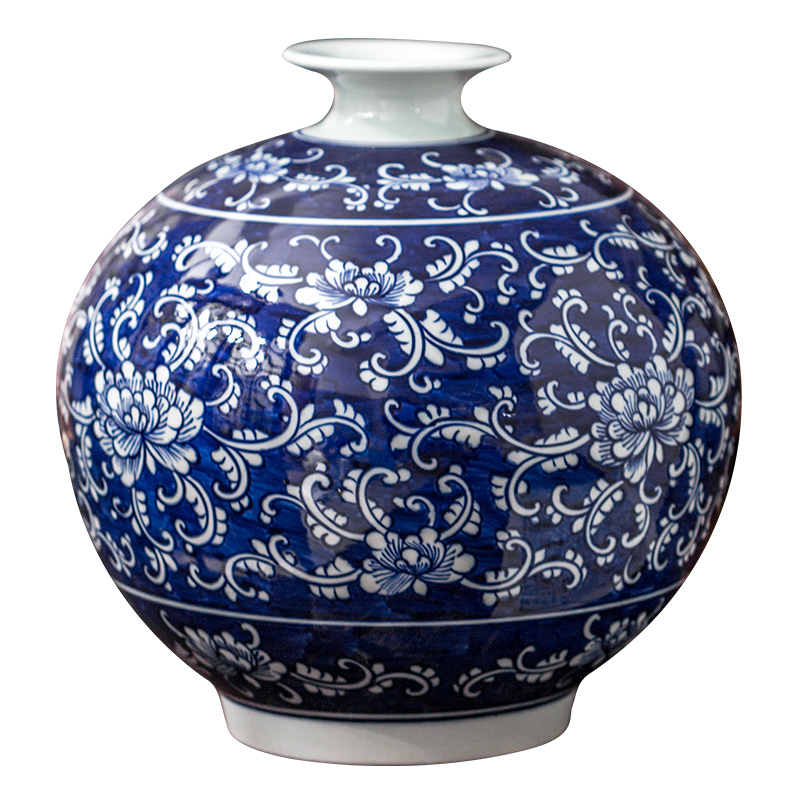 Jingdezhen ceramic hand - made bound branch of blue and white porcelain vase sitting room home rich ancient frame decoration wine furnishing articles at home