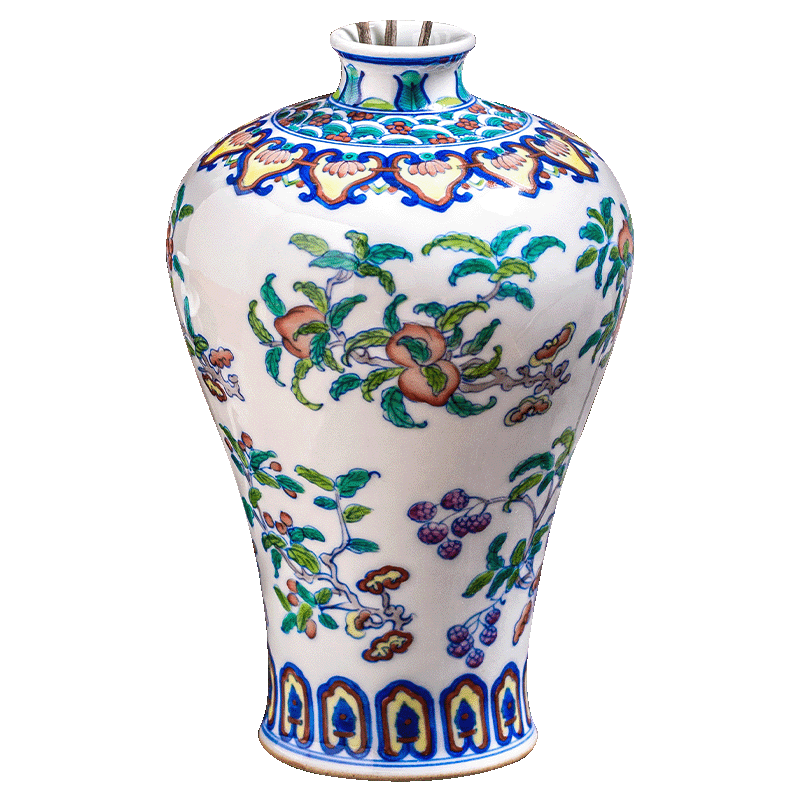 Jingdezhen ceramic vases, antique Chinese blue and white color bucket dried flower arranging flowers sitting room TV ark place porch is decorated