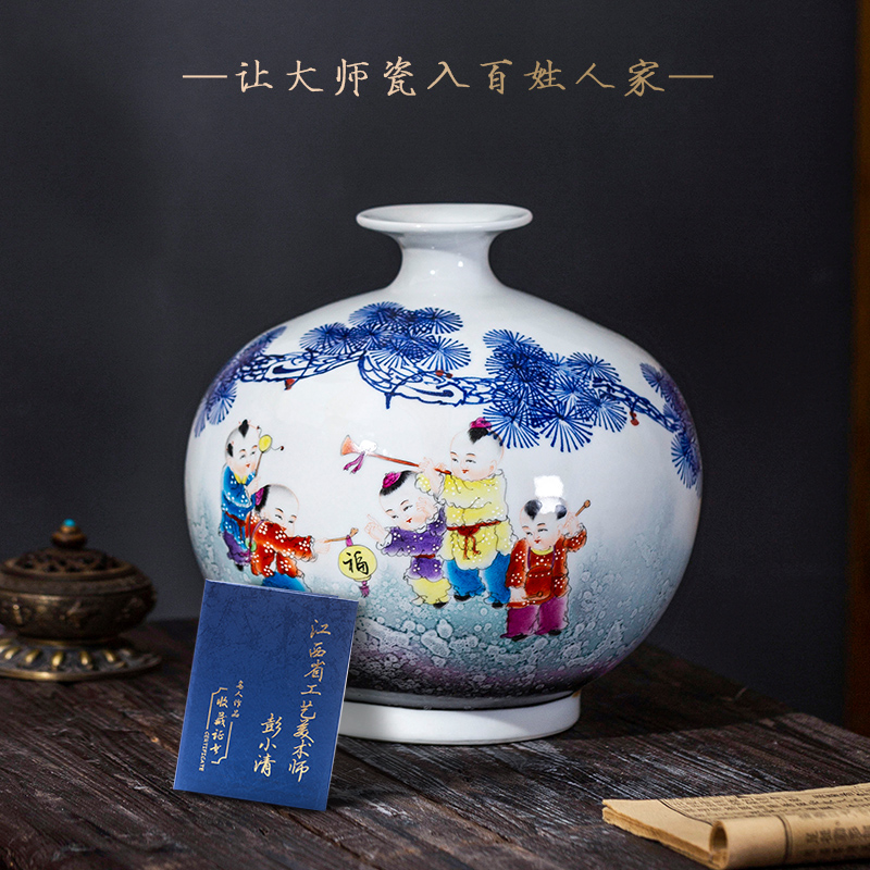 Master hand - made vases Chinese jingdezhen ceramics up with porcelain of pomegranate bottles of study of the sitting room TV ark, furnishing articles