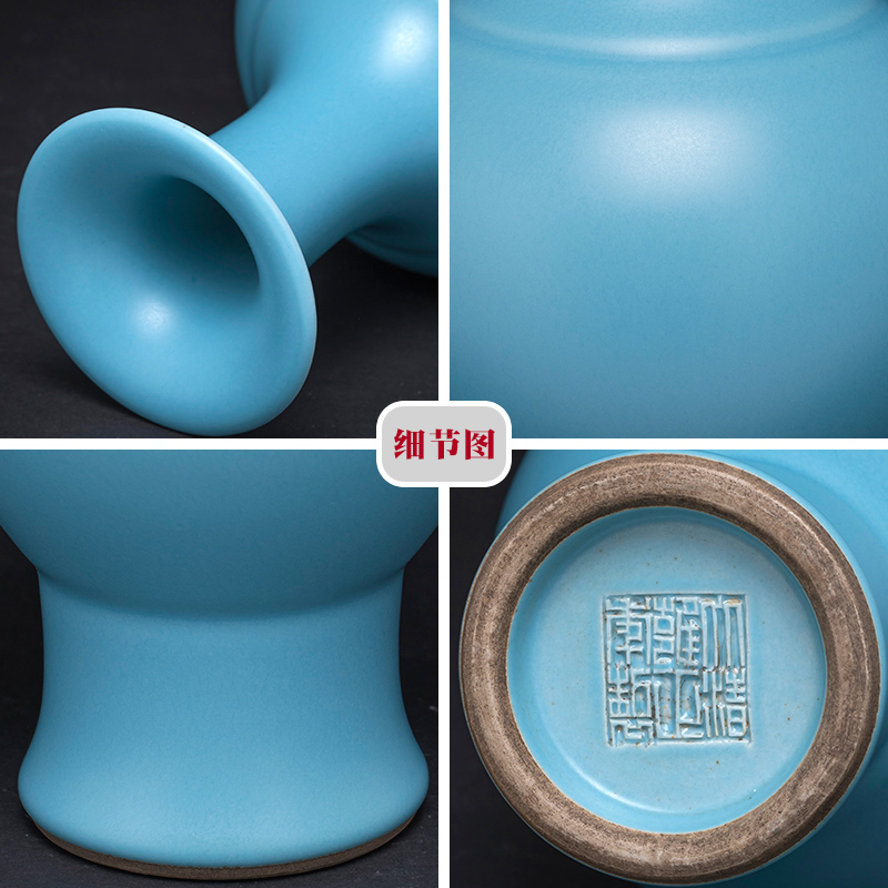 Jingdezhen ceramics antique red blue floret bottle furnishing articles Chinese wine sitting room adornment table flower decoration