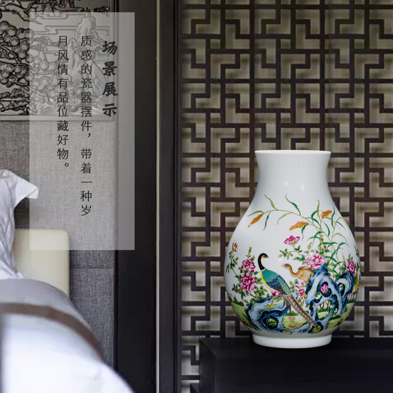 Jingdezhen ceramics vase dry flower arranging wide expressions using lucky bamboo new Chinese style household wine sitting room adornment is placed