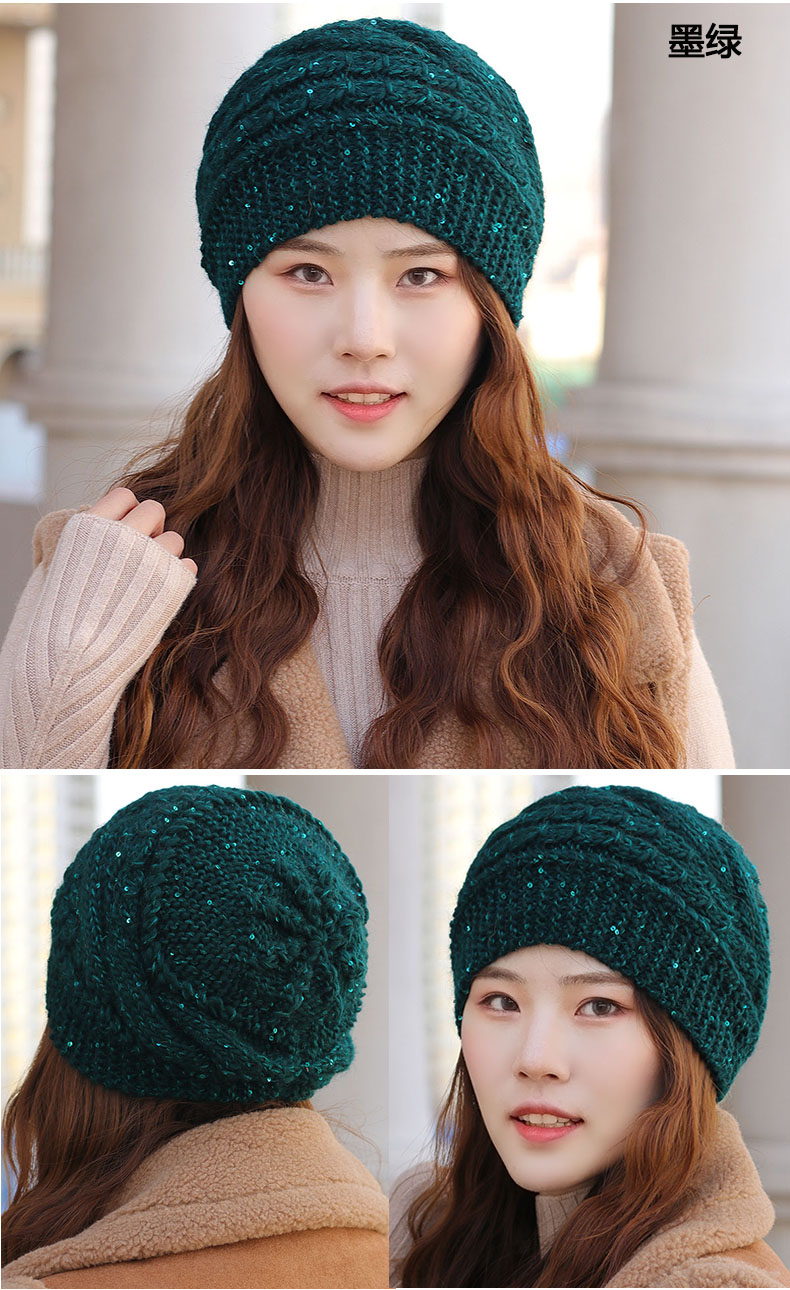 冬季帽子女帽针织帽毛线帽羊毛帽手工编织帽保暖加厚帽护耳骑车帽